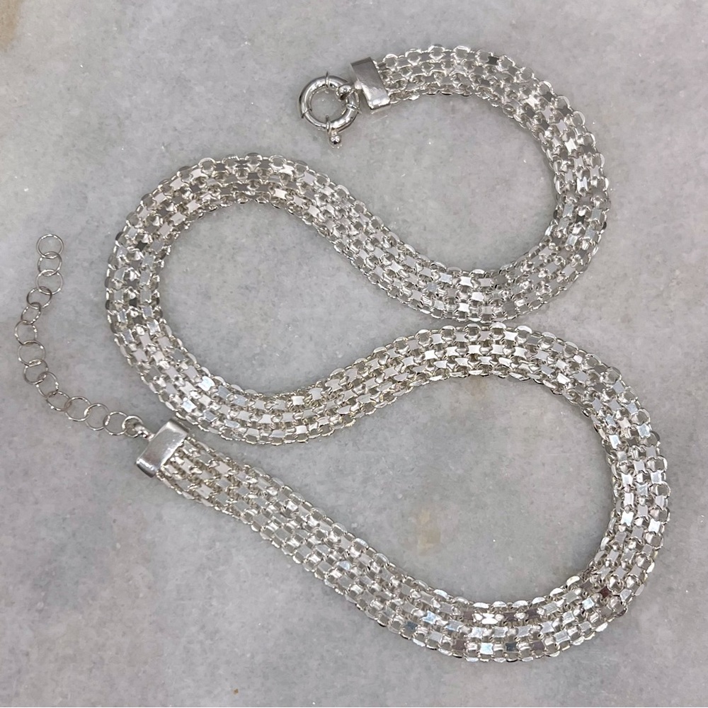 Wide Bismarck Sterling Silver Chain Necklace - Picture 2 of 8